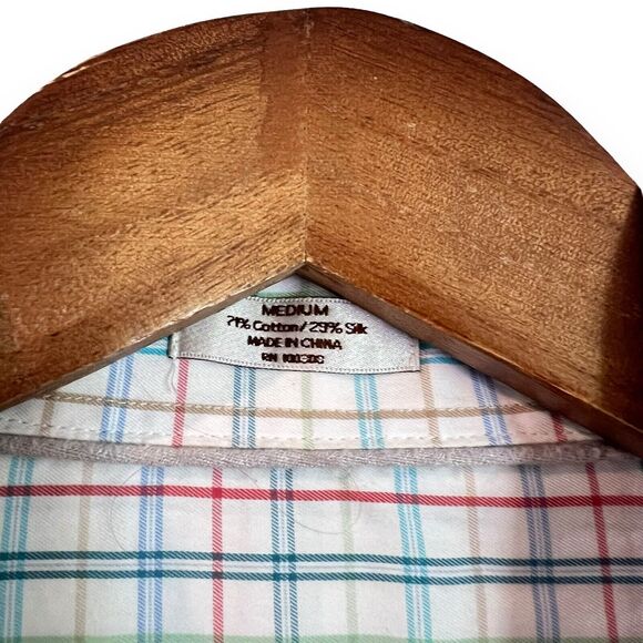 Peter Millar Crown Soft Shirt Men's M Plaid Cotton Silk Long Sleeve Button Up - Picture 4 of 6